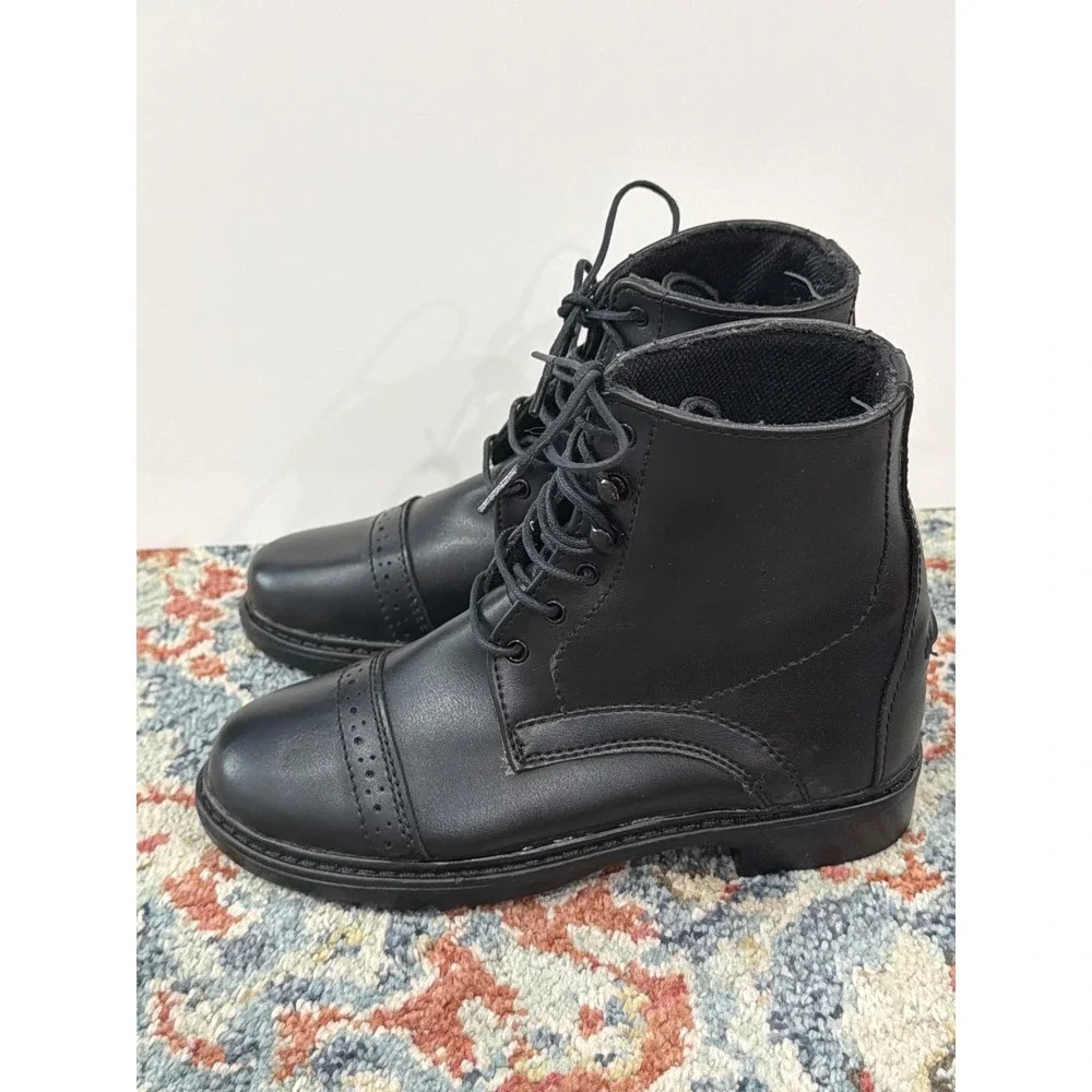 TuffRider Paddock Boots Youth 2 Black Lace Up Equestrian Horse Riding